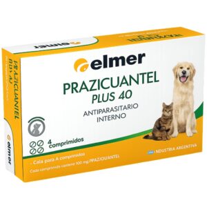 Antiparasitario interno para perros y gatos Prazicuantel Plus 40 Elmer x 4 comprimidos